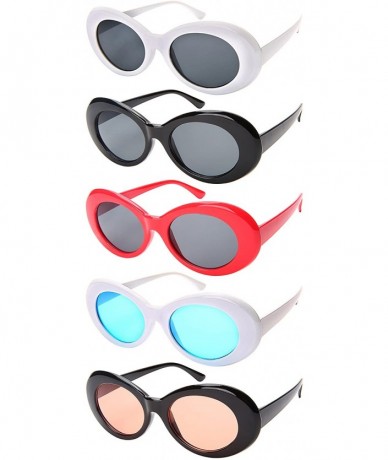 Goggle Retro Inspired Plastic Oval Sunglasses Clout Goggles with Solid Lens - Black - CZ183IQO7NY $17.51