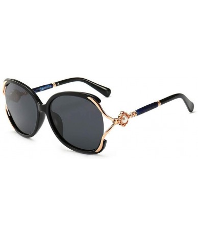 Round Round Frame Pearl Sunglasses - Stylish Polarized Metal Sunglasses for Women (Color Black Frame/Black) - CR18UOZAHEA $41.43