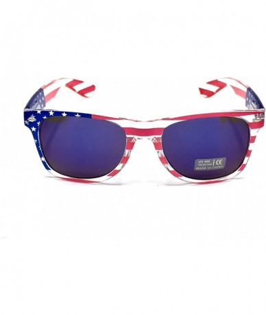 Aviator American Flag Mirror Novelty Decorative Sunglasses - 2-gold & Blue- Leopard Gift Box - CS182G95O5G $25.70