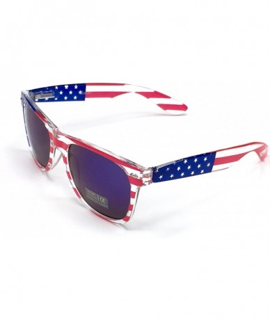 Aviator American Flag Mirror Novelty Decorative Sunglasses - 2-gold & Blue- Leopard Gift Box - CS182G95O5G $25.70