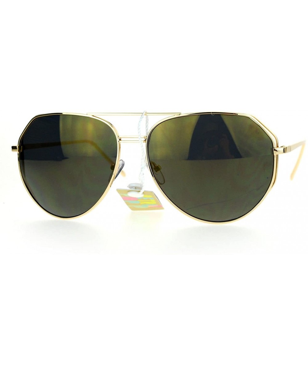 Aviator Oversized Aviator Sunglasses Angled Metal Frame Unisex Design - Gold - C212B0684I9 $23.68