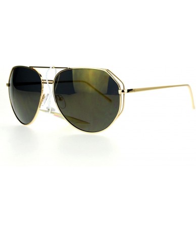 Aviator Oversized Aviator Sunglasses Angled Metal Frame Unisex Design - Gold - C212B0684I9 $23.68