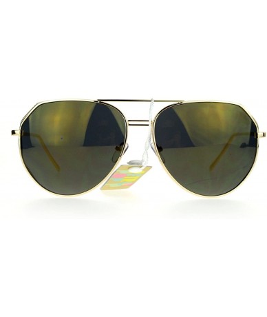 Aviator Oversized Aviator Sunglasses Angled Metal Frame Unisex Design - Gold - C212B0684I9 $23.68