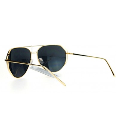 Aviator Oversized Aviator Sunglasses Angled Metal Frame Unisex Design - Gold - C212B0684I9 $23.68