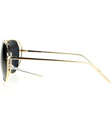 Aviator Oversized Aviator Sunglasses Angled Metal Frame Unisex Design - Gold - C212B0684I9 $23.68