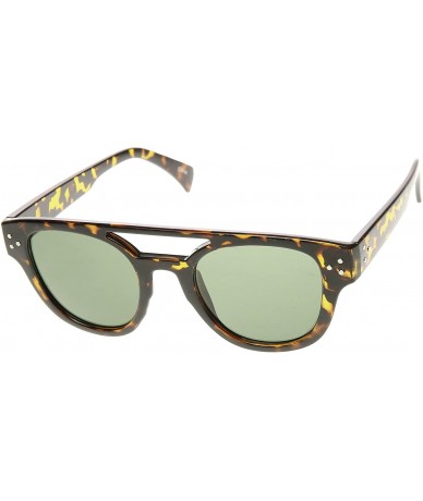 Aviator Retro Fashion Horned Rim Double Bridge Flat Top Aviator Sunglasses (Tortoise Green) - CN11FBCS08X $19.78