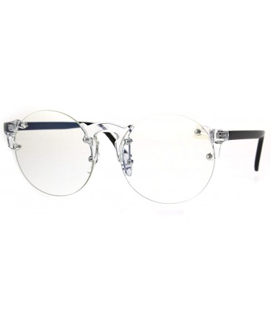 Round Nerd Round Rimless Hipster Clear Horn Rim Plastic Eye Glasses - Black - CZ18758R9LZ $18.10