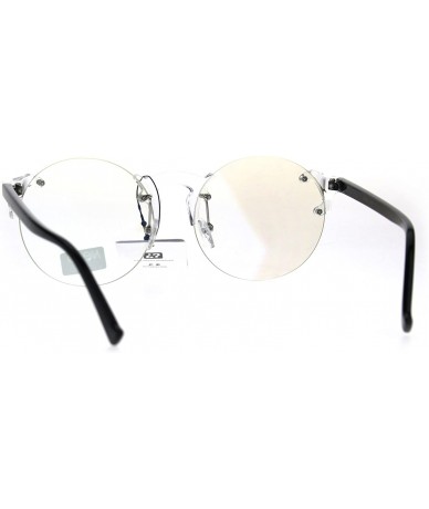 Round Nerd Round Rimless Hipster Clear Horn Rim Plastic Eye Glasses - Black - CZ18758R9LZ $18.10