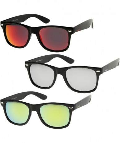 Semi-rimless Retro 80's Classic Colored Mirror Lens Square Horn Rimmed Sunglasses for Men Women - CS12JK7HTAN $34.45