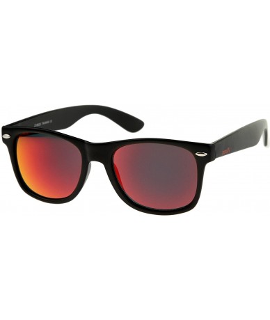 Semi-rimless Retro 80's Classic Colored Mirror Lens Square Horn Rimmed Sunglasses for Men Women - CS12JK7HTAN $34.45