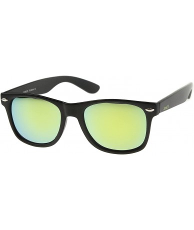 Semi-rimless Retro 80's Classic Colored Mirror Lens Square Horn Rimmed Sunglasses for Men Women - CS12JK7HTAN $34.45