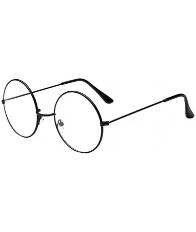 Oval Light Blocking Glasses Fashion Oval Clear Lens Glasses Vintage Nerd Metal Glasses Frame - Black - CA18T4UXYCH $18.13