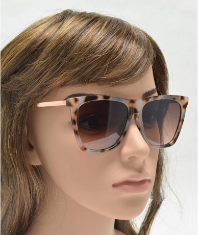 Square Vintage Oversized Square Cat Eye Sunglasses for Women with Flat Lens - Marble + Light Brown Gradient - CG195CWML2Q $25.57