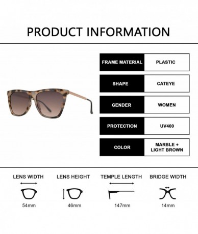 Square Vintage Oversized Square Cat Eye Sunglasses for Women with Flat Lens - Marble + Light Brown Gradient - CG195CWML2Q $25.57