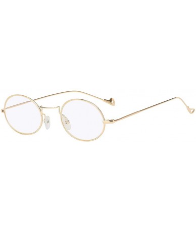 Oval Retro Vintage Oval Small Metal Frame Sunglasses Tinted Lens Shades - Gold-clear - C118HAY38S7 $18.23