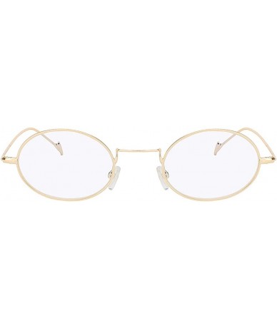 Oval Retro Vintage Oval Small Metal Frame Sunglasses Tinted Lens Shades - Gold-clear - C118HAY38S7 $18.23