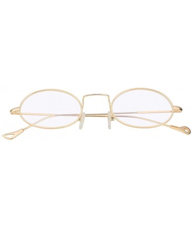 Oval Retro Vintage Oval Small Metal Frame Sunglasses Tinted Lens Shades - Gold-clear - C118HAY38S7 $18.23