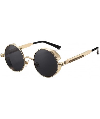 Goggle Vintage Round Steampunk Sunglasses for Women Men Retro Hippie Style Sun Glasses Circle Metal Frame - CX1993A40RK $24.95