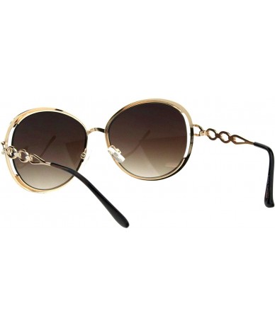 Oval Womens Round Metal Frame Classy Designer Style Sunglasses UV 400 - Brown (Brown) - CM18I5526A0 $21.13