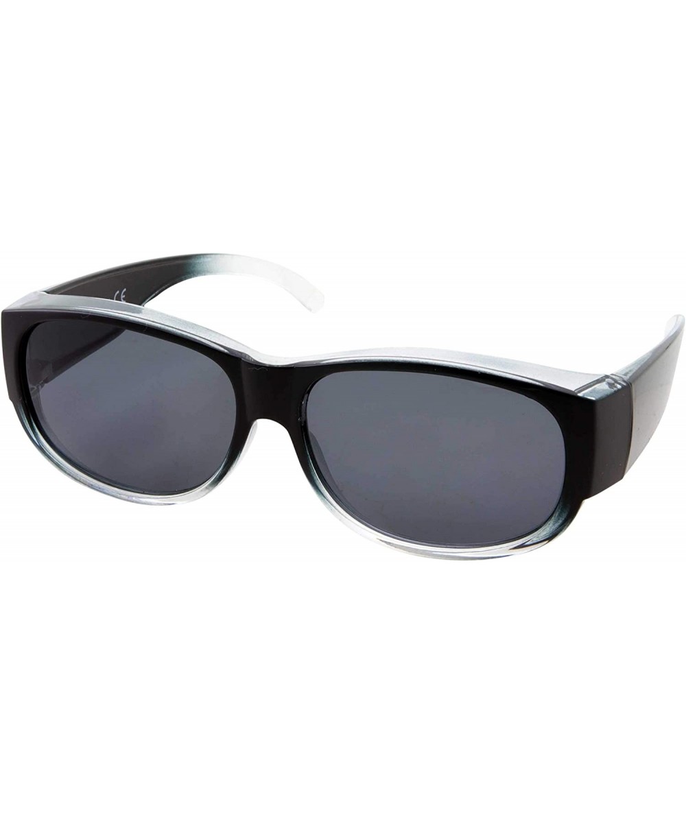 Oval Womens Polarized Fit Over Glasses Sunglasses Oval Cover Overs - Black Fade - CU18HKA003Q $26.68