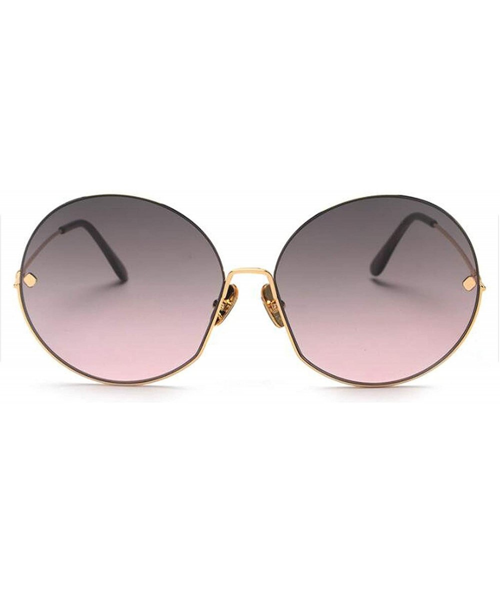 Goggle Luxury Vintage Round Sunglasses Women Fashion Half Frame Tinted Lens Oversized Sun Glasses FeLady Big Shades - CF199CD...