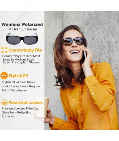 Oval Womens Polarized Fit Over Glasses Sunglasses Oval Cover Overs - Black Fade - CU18HKA003Q $26.68