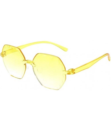 Goggle Frameless Multilateral Shaped Sunglasses One Piece Jelly Candy Colorful Unisex - Yellow - CK190E3QDDX $18.32