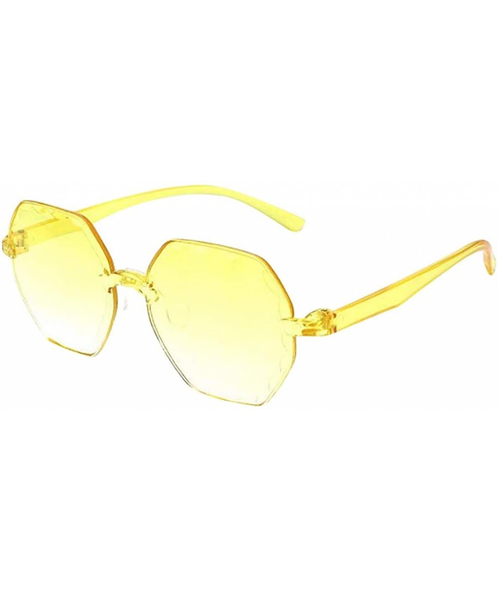 Goggle Frameless Multilateral Shaped Sunglasses One Piece Jelly Candy Colorful Unisex - Yellow - CK190E3QDDX $18.32