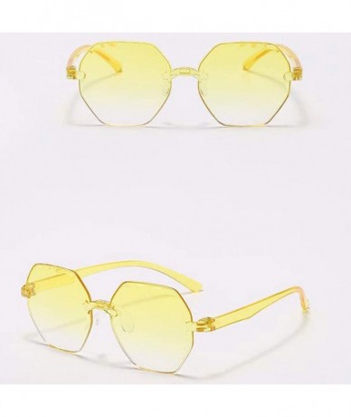 Goggle Frameless Multilateral Shaped Sunglasses One Piece Jelly Candy Colorful Unisex - Yellow - CK190E3QDDX $18.32