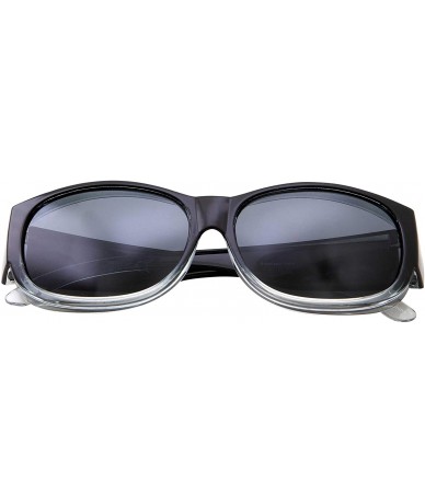 Oval Womens Polarized Fit Over Glasses Sunglasses Oval Cover Overs - Black Fade - CU18HKA003Q $26.68