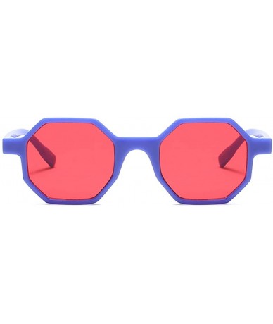 Square Octagon Sunglasses Women Vintage Small Sun Glasses For Men Summer Beach Accessories - Blue With Red - CP18D6C7U0X $22.39