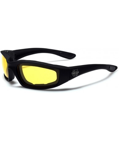 Shield Padded Bikers Sport Sunglasses Offered in Variety of Colors - Black - Yellow Midnight - C01252TDUNJ $18.34