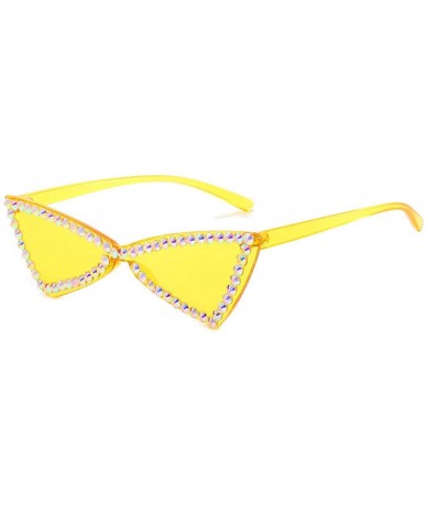 Butterfly Fashion Diamond Sunglasses Designer Transparent - Yellow - CW198EAHDW8 $27.74