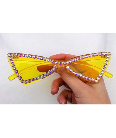 Butterfly Fashion Diamond Sunglasses Designer Transparent - Yellow - CW198EAHDW8 $27.74