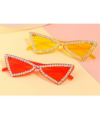 Butterfly Fashion Diamond Sunglasses Designer Transparent - Yellow - CW198EAHDW8 $27.74