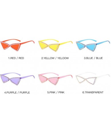 Butterfly Fashion Diamond Sunglasses Designer Transparent - Yellow - CW198EAHDW8 $27.74