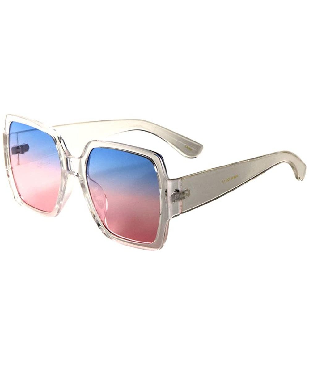 Square Oversized Geometric Square Butterfly Crystal Color Sunglasses - Grey - CC197XNA0SC $25.86