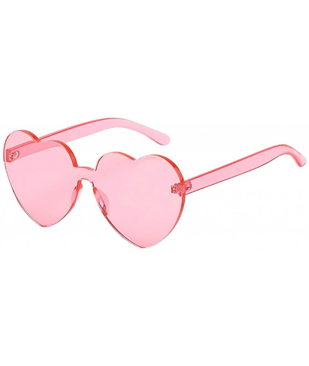 Rimless Candy Tone Colorful Heart Shaped Rimless Sunglasses Transparent Candy Color Frameless Glasses - Pink - CM196HGQ5H0 $1...