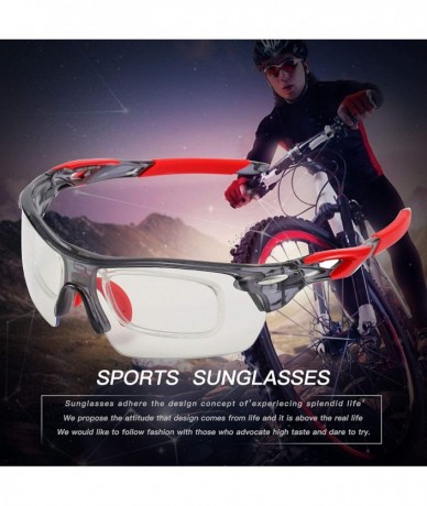 Goggle Sports Cycling Sunglasses for Men Women Unbreakable Shade Glasses for Running Bike Large - Clear Grey - CH18Y577ALG $3...