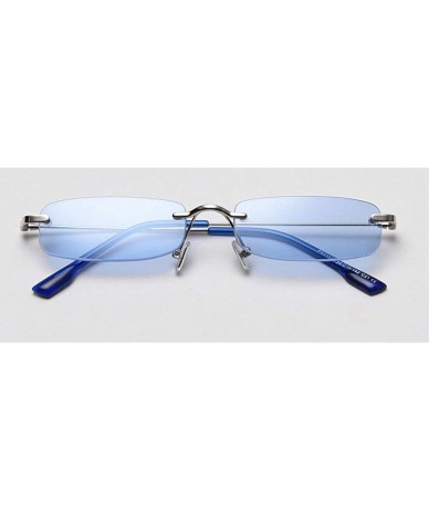 Rectangular 2020 Retro Small Frameless Square Candy Color Sunglasses Fashion Lady Fashion Designer Rectangular Frame - Blue -...