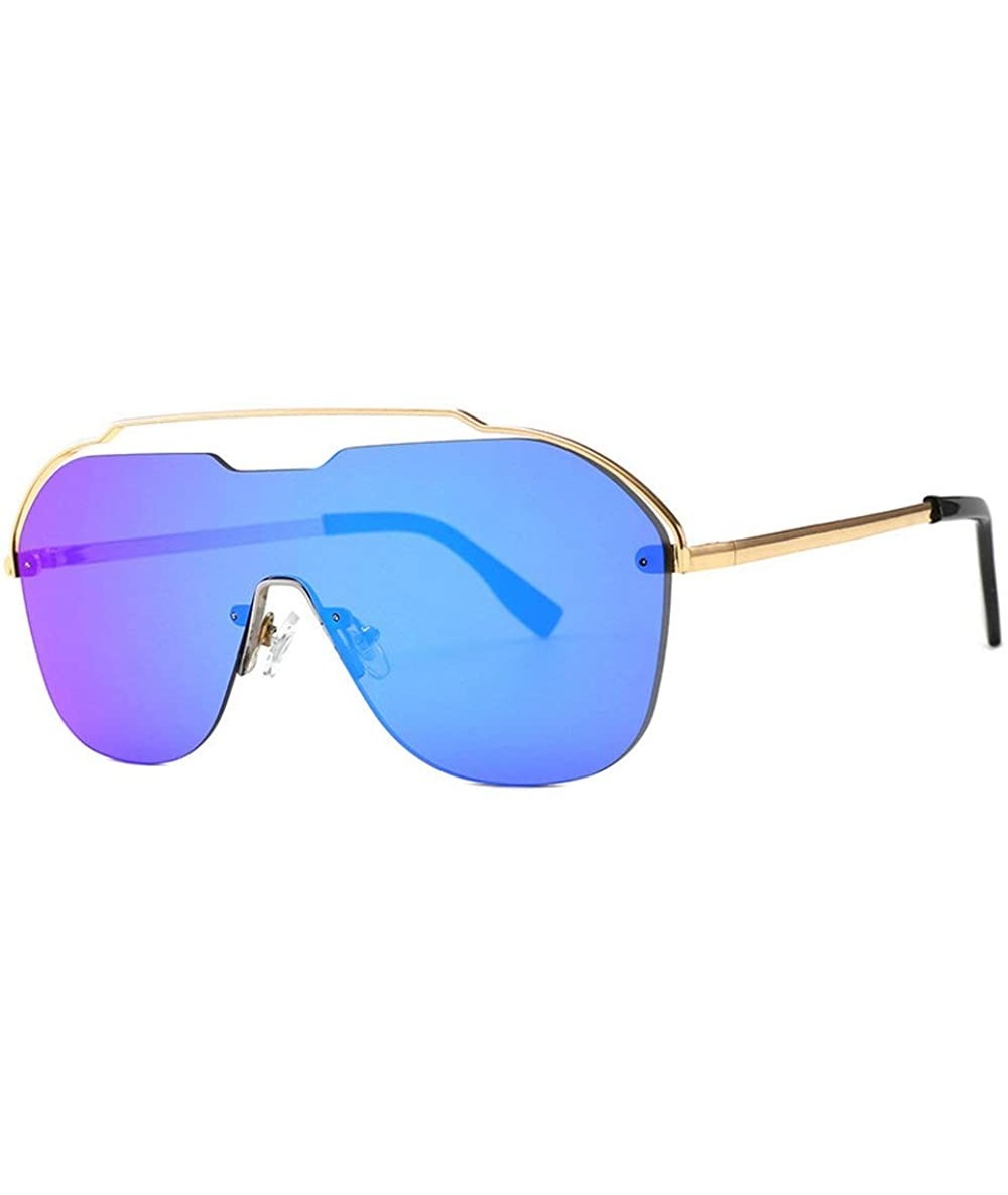 Square 2019 New Arrival Rimless Sunglasses Women Fashion One Piece Gradient Mirror Coating Shades UV400 - Blue - CU18N83SZNW ...