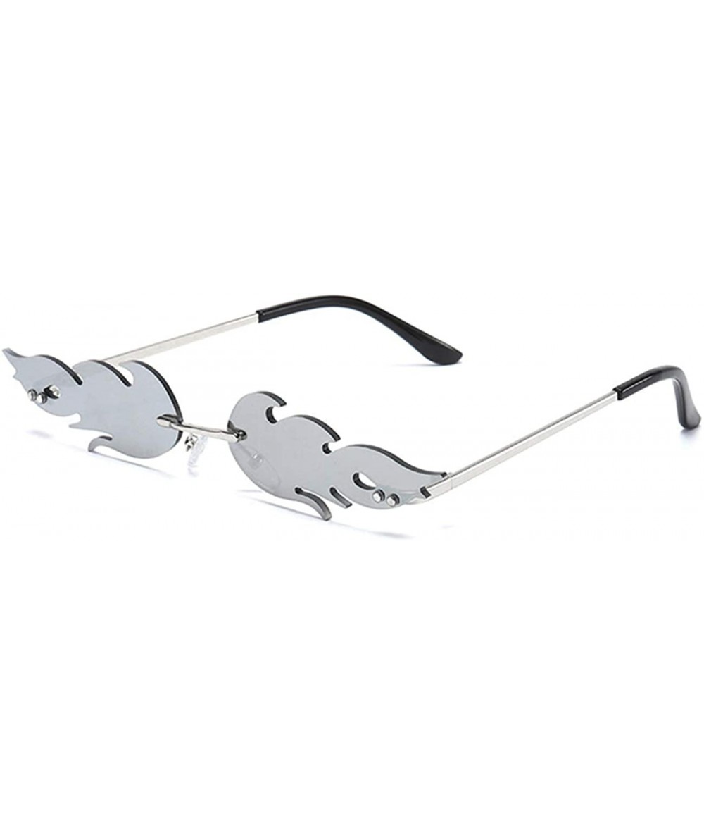 Rimless Flame Sunglasses for Women Men-Design Fashion Fire Shades So Sassy 8070 - Silver - CU197KMYGA6 $17.68