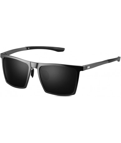 Rectangular Aluminum Polarized Square Sunglasses Metal Frame For Men Driving Fishing UV Protection - CF18DUKAEKL $29.89