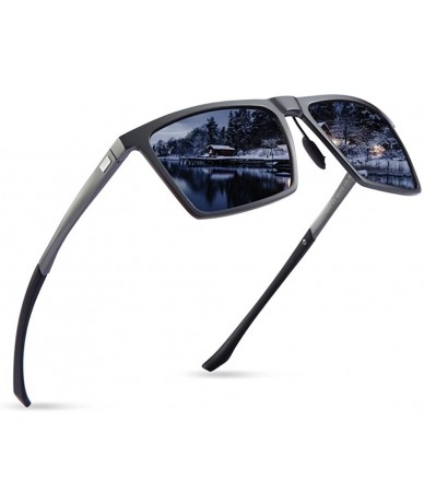 Rectangular Aluminum Polarized Square Sunglasses Metal Frame For Men Driving Fishing UV Protection - CF18DUKAEKL $29.89