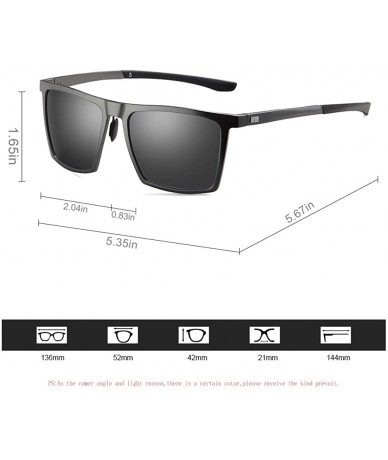 Rectangular Aluminum Polarized Square Sunglasses Metal Frame For Men Driving Fishing UV Protection - CF18DUKAEKL $29.89