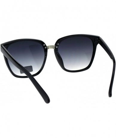 Rectangular Womens Designer Fashion Mod Horn Rim Rectangular Plastic Sunglasses - Black Smoke - CX18EQ0L27Z $23.24