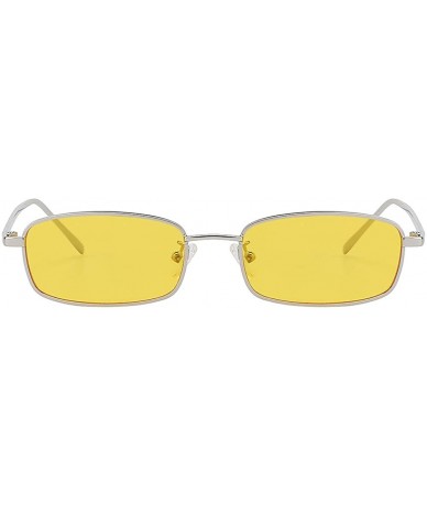 Rectangular Fashion Steampunk Vintage Rectangular Metal Frame Sunglasses Tinted Lens Shades - Silver-yellow - C118I7YH4UL $20.64