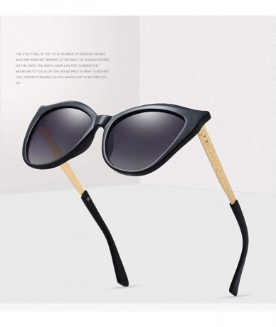 Cat Eye Fashion Lady cat Eye Metal Classic Round Sunglasses 100% UV400 Protection - Black - CW18XCXDZKT $33.65