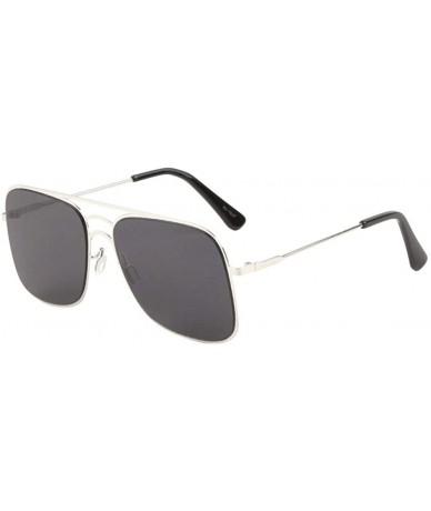 Square Square Three Bar Bridge Flat Frame Aviator Sunglasses - Black - CE19898OE3D $27.33