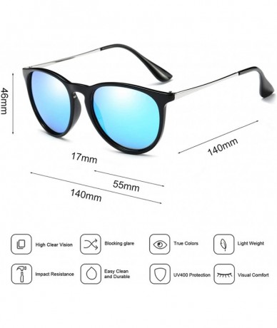 Oversized Polarized Sunglasses for Women/Men Vintage Womens Sunglasses Driving Sun Glasses - D6 Blue Lens/Black Frame - C7190...